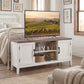 TV Stand for TVs up to 55 Inch, Entertainment Center with 2 Open Shelves, 2 Cabinets, Thick Top, White and Brown