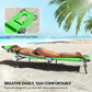 Folding Lounge Chair Set of 2, Reclining Beach Tanning Chair with Face Hole, Pillow, 4-Position Adjustable Flat Sun Lounger, Steel Frame for Outdoor Patio Pool, Green
