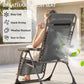 Zero Gravity Chair Set of 2, Folding Reclining Outdoor Lounge Chair with Cup Holder, Headrest, Dark Grey
