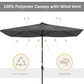 6.5x10ft Patio Umbrella Tilt Aluminum Outdoor Market Parasol with Solar Powered LEDs, Crank - Dark Grey