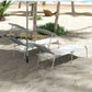 2Pcs Outdoor Lounge Chair, Adjustable Folding Chaise Lounge with Sun Shade for Beach, Camping, Hiking, Light Grey