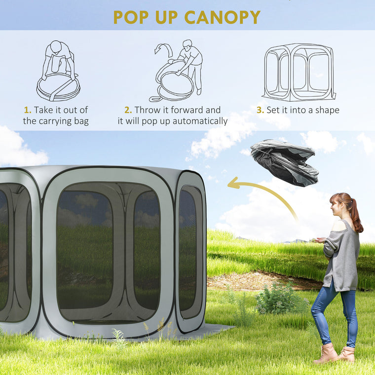 11' x 11' Light Grey UPF50+ Pop-Up Screen Tent Gazebo