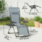 Zero Gravity Chair Set of 2, Folding Reclining Outdoor Lounge Chair with Cup Holder, Headrest, Light Grey