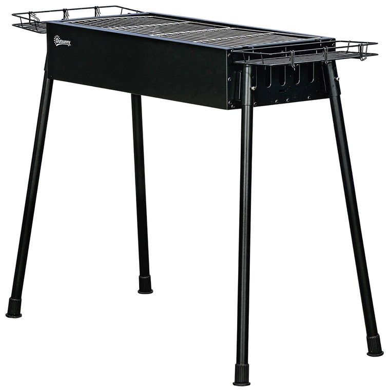 Black Portable Charcoal BBQ Grill with Seasoning Baskets