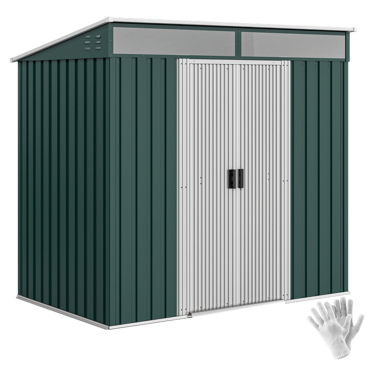 6.5' x 4' Storage Shed with Sliding Doors and Foundation Kit