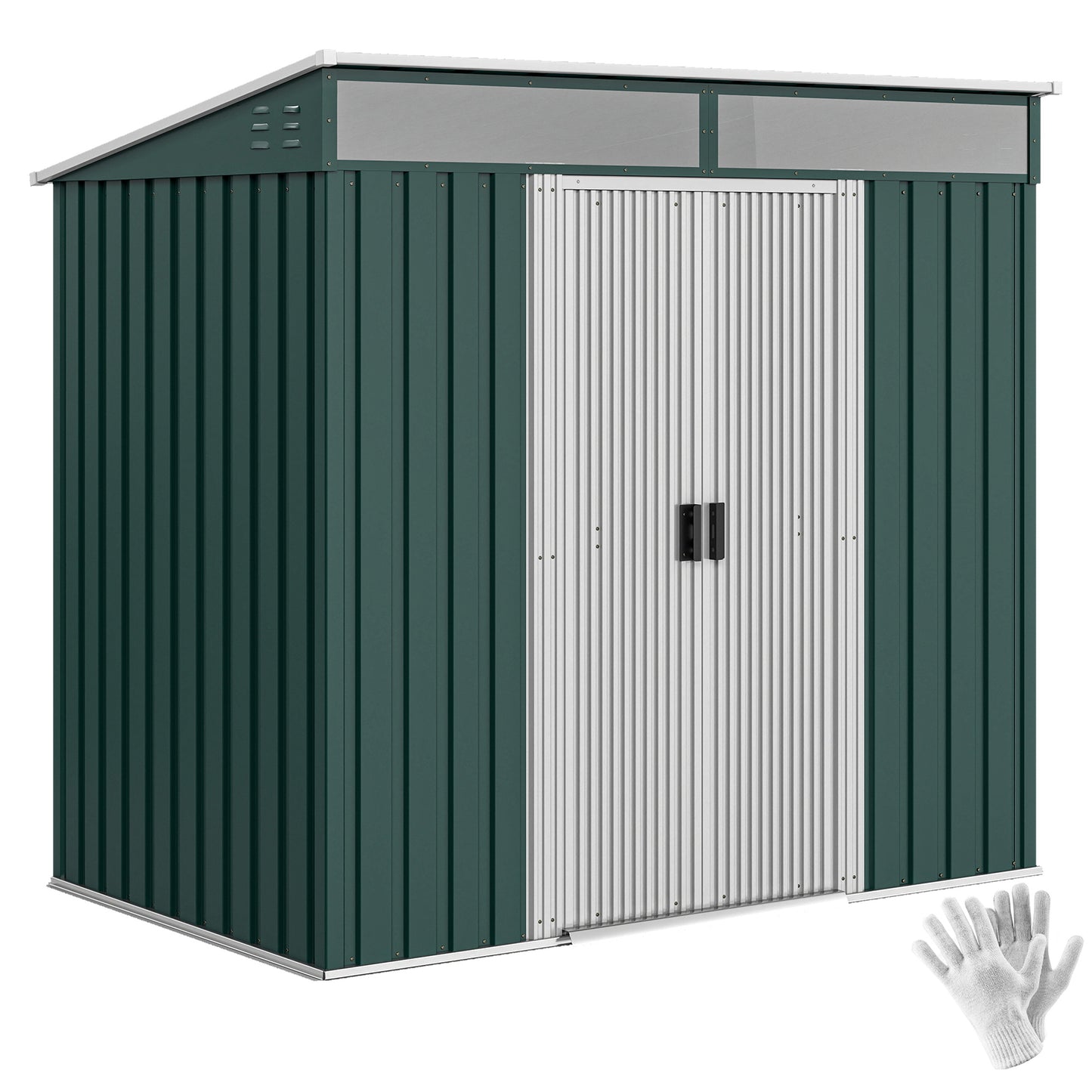 6.5' x 4' Storage Shed with Sliding Doors and Foundation Kit
