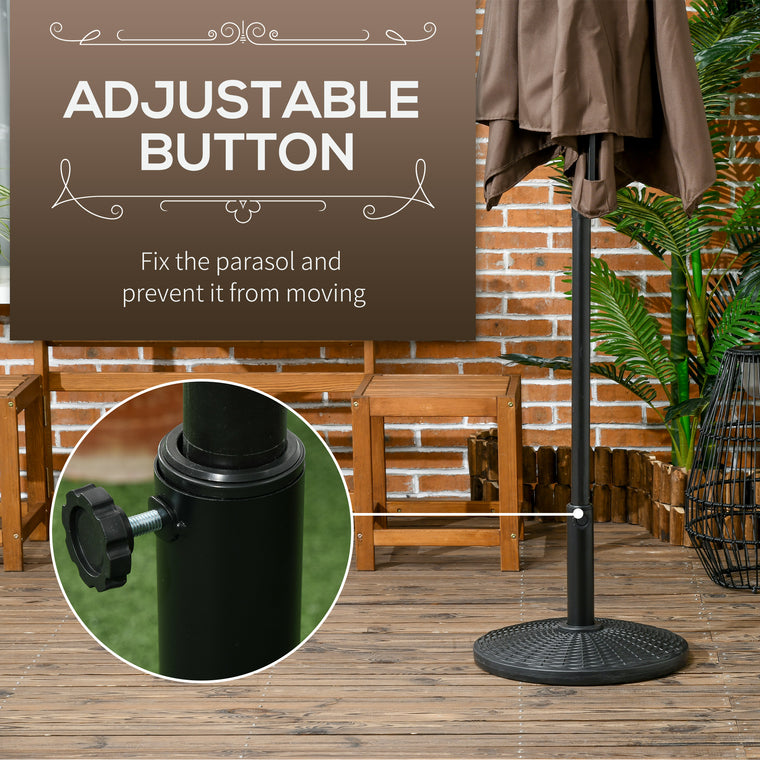 25 lb Black Round Umbrella Base with Rattan Design