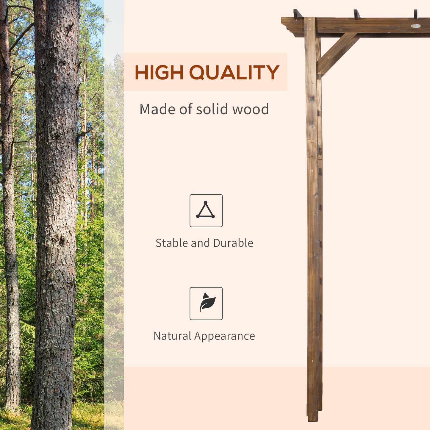 85" Wooden Outdoor Garden Arbour, Garden Arch Trellis for Climbing Vines for Wedding and Ceremony - Carbonized