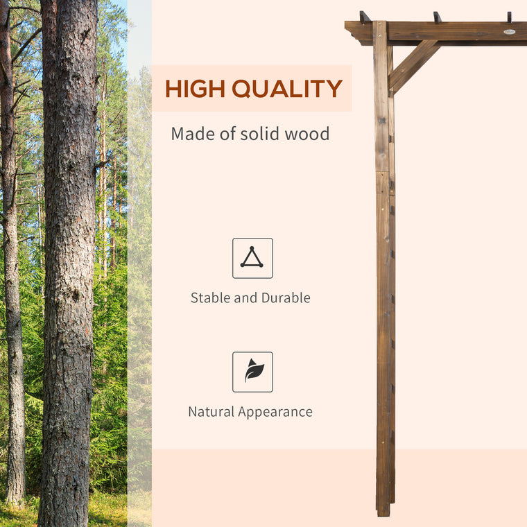 85" Carbonized Wooden Garden Arbour with Trellis