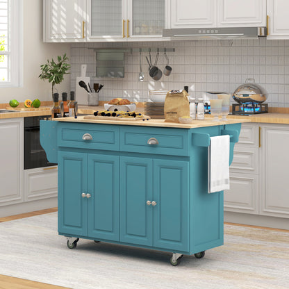 Rolling Kitchen Island with Drop Leaf