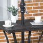Patio Wicker Dining Table with Umbrella Hole, 34 Inch Outdoor PE Rattan Coffee Table with Plastic Board Under the Woven Table Top for Patio, Garden, Balcony, Mixed Brown