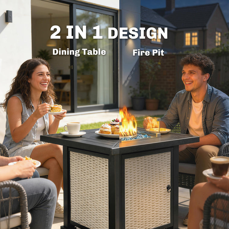32" CSA-Certified Propane Fire Pit Table with Lid