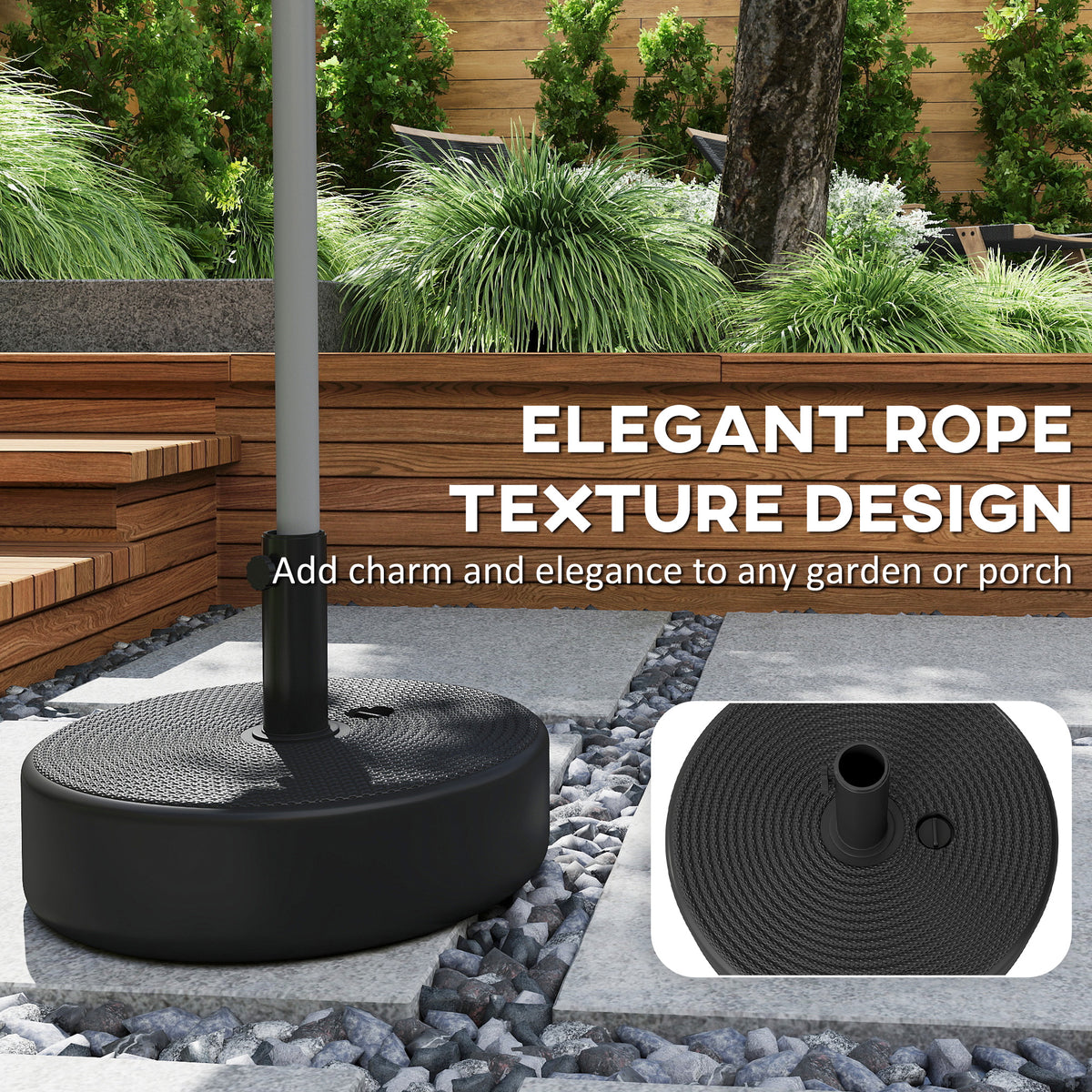 Black Fillable Patio Umbrella Base for 1.5"/1.9" Poles