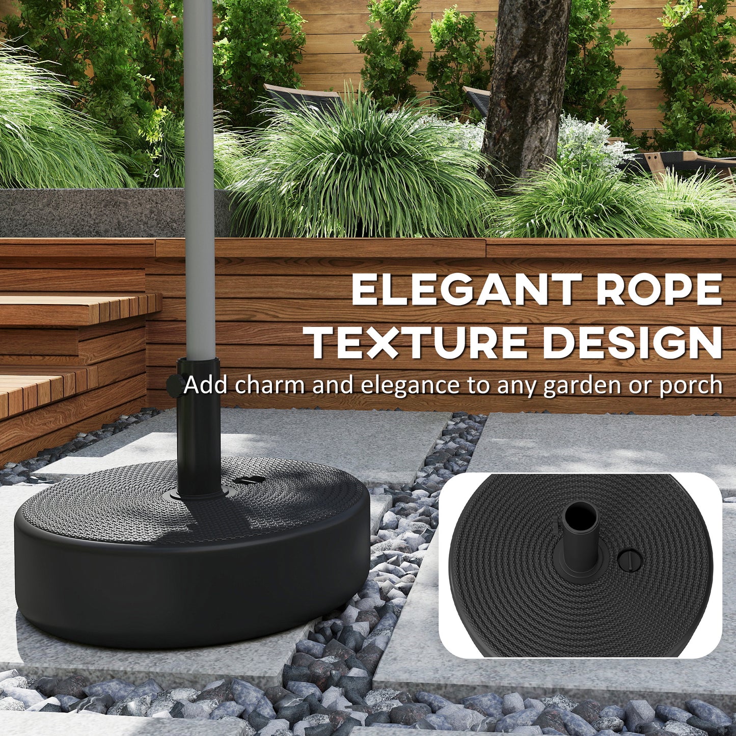 Black Fillable Patio Umbrella Base for 1.5"/1.9" Poles