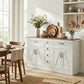 Sideboard Buffet Cabinet, 55" Farmhouse Kitchen Cabinet with 4 Barn Doors, 6 Drawers and 2 Adjustable Shelves, White