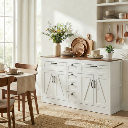 55" Farmhouse Sideboard Cabinet with 4 Barn Doors