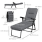 Folding Outdoor Lounge Chair with Cushion, Adjustable Backrest, Reclining Patio Garden Chair with Footrest, Wine Red