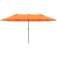 15' Orange Twin Canopy Steel Table Umbrella