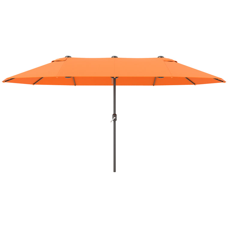 15' Orange Twin Canopy Steel Table Umbrella