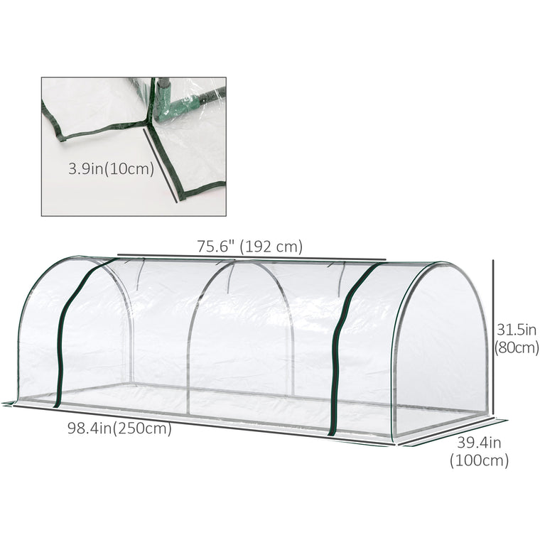 8' x 3' x 2.6' Clear Mini Greenhouse with Zippered Doors