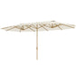 179.1" x 104.3" Beige Double Garden Parasol with 12 Steel Ribs