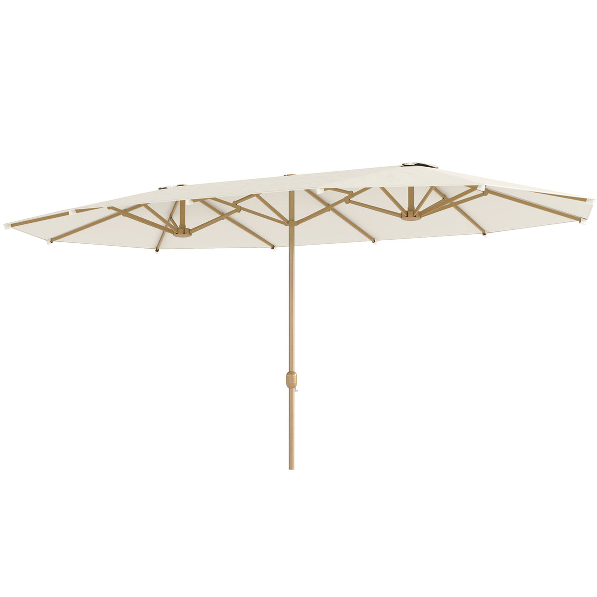 179.1" x 104.3" Beige Double Garden Parasol with 12 Steel Ribs