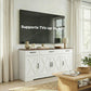 Sideboard Buffet Cabinet, 55" Farmhouse Kitchen Cabinet with 4 Barn Doors, 3 Drawers, 3 Adjustable Shelves, White