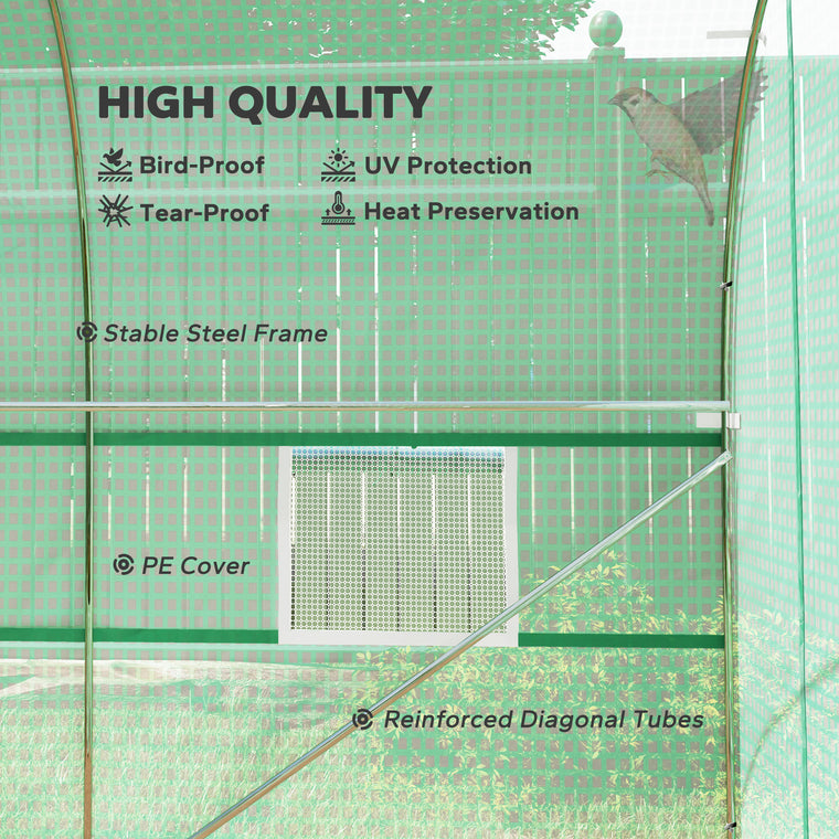 6.6' x 11' x 7' Green Portable Walk-In Tunnel Greenhouse