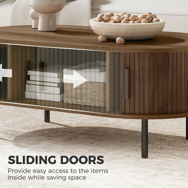 39" Coffee Table with Tambour Doors and Storage