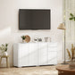 Kitchen Sideboard Storage Cabinet, Modern Coffee Bar Cabinet with Push-Open Design and 2 Drawers for Living Room, White