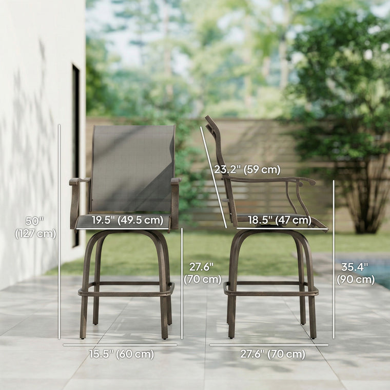 Black Swivel Bar Stools with High Back and Armrests