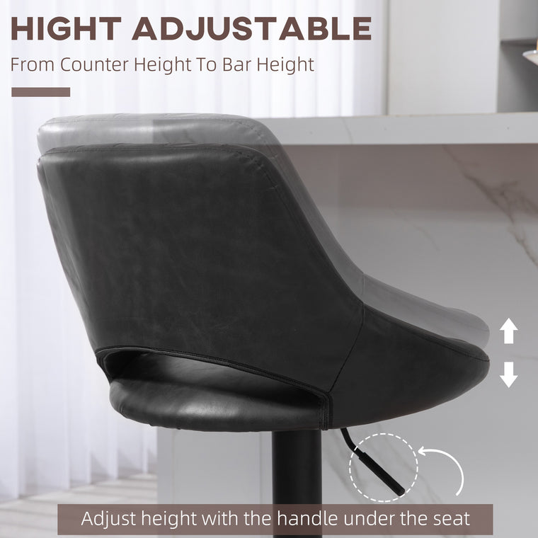 Faux Leather Swivel Bar Stools Set of 2