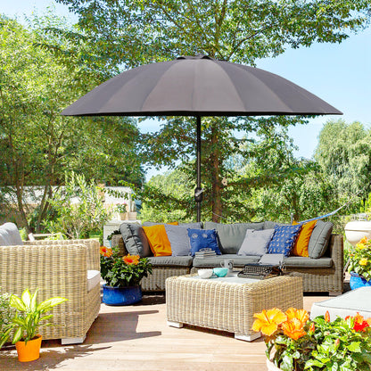 8ft Dark Grey Shanghai Garden Parasol with Crank & Tilt