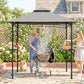 8' x 5' BBQ Grill Gazebo Tent with Double Tiered Canopy for Outdoor Sun Shade, Grey