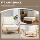 Accent Chair with Rubber Wood Frame, Wide Seat, Modern Chenille Bedroom Chair with Thick Cushion, Cream White
