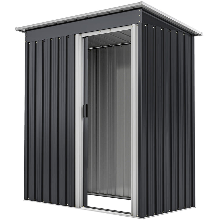 5' x 3' Steel Storage Shed with Sliding Doors and Sloped Roof