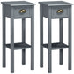 Bedside Table Set of 2, Narrow Side Table with Drawer and Shelf, 2 Tier Tall Nightstand for Bedroom, Grey