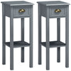 2-Tier Narrow Nightstands Set of 2 with Drawer - Grey