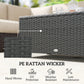 PE Wicker Outdoor Coffee Table with Glass Top Garden Patio Table, Dark Grey