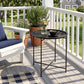 18" Outdoor Side Table with Removable Tray and Folding Legs, Indoor Outdoor for Balcony, Porch, Black