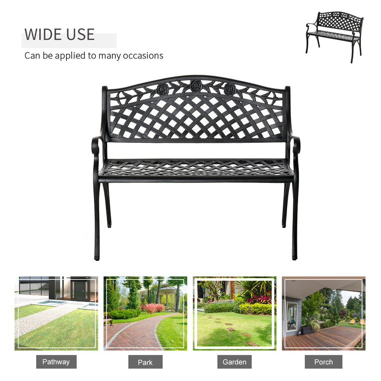 40" Aluminum Garden Bench with Floral Pattern
