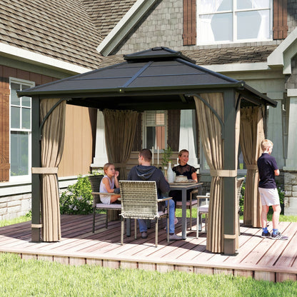 10' x 10' Khaki Hardtop Gazebo with Polycarbonate Roof