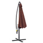 10' Deluxe Patio Umbrella, Outdoor Market Parasol, Banana Hanging Offset Sunshade with Crank, Cross Base, Coffee