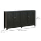 Sideboard Buffet, Storage Cabinet with Barn Door and Adjustable Shelf, TV Stand for TVs up to 65 Inches, Black Oak