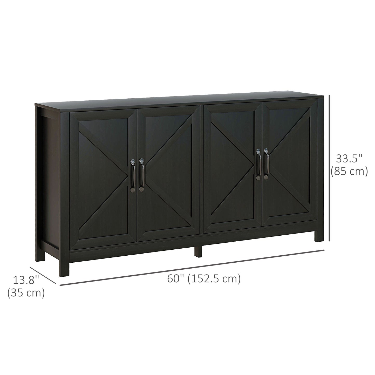 Sideboard Buffet, Storage Cabinet with Barn Door and Adjustable Shelf, TV Stand for TVs up to 65 Inches, Black Oak