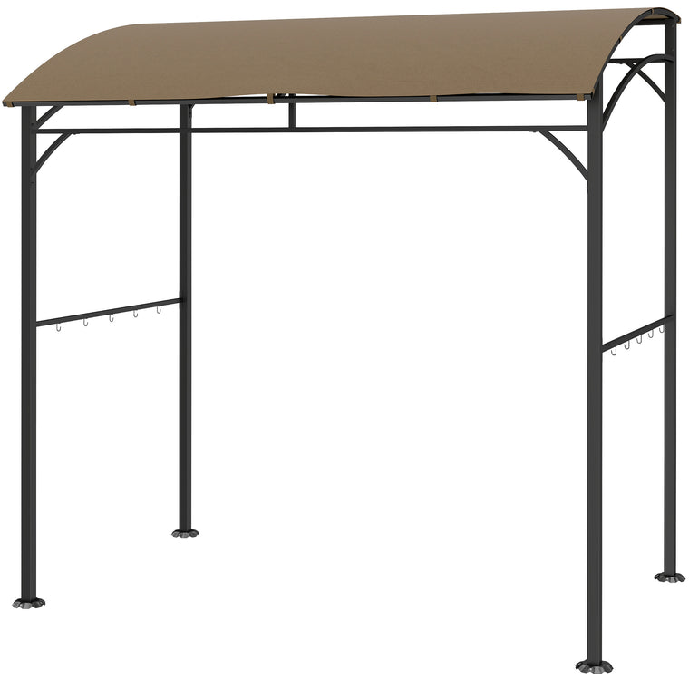 7' x 5' Dark Coffee Grill Gazebo with Steel Frame & Hooks