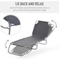 Folding Outdoor Lounge Chair, Portable Reclining Beach Lounger with Breathable Mesh Fabric, Sun Lounge Bed Camping Cot for Patio, Garden, Poolside, Grey