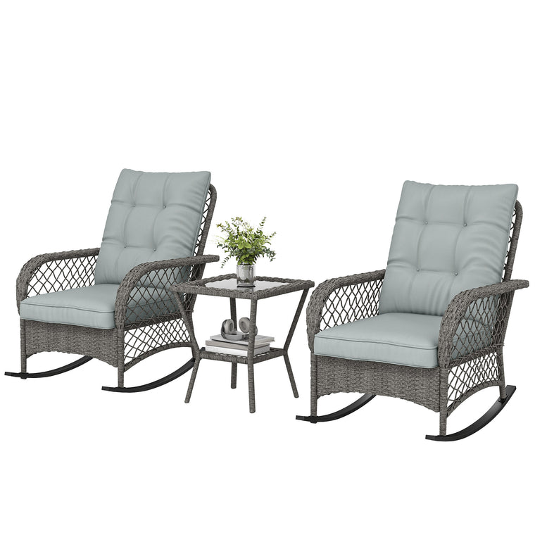 3-Piece Rocking Bistro Set with High-Back Chairs