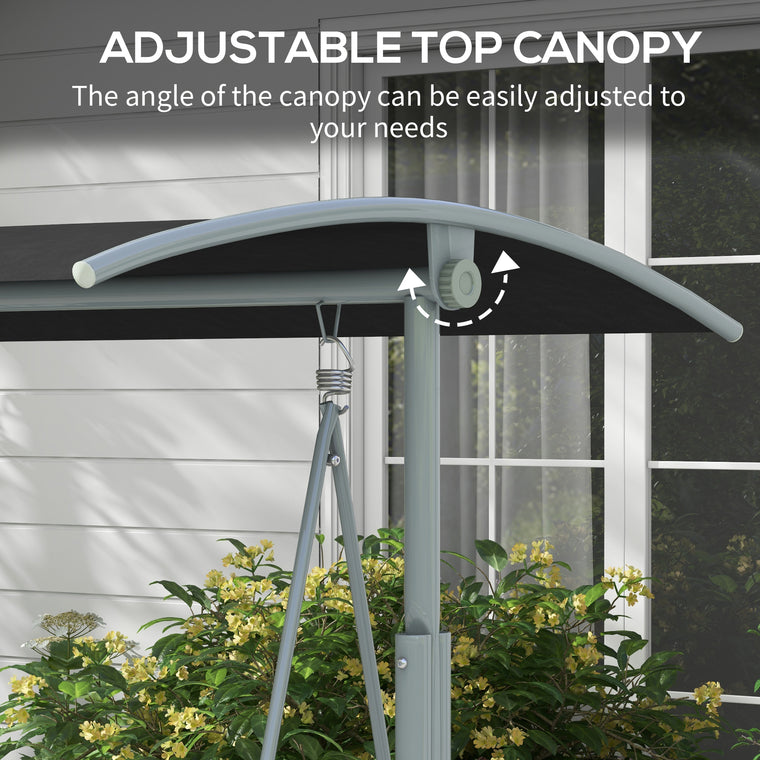 2-Seater Porch Swing with Adjustable Canopy and Table