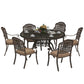 7 Pieces Outdoor Dining Set for 6, Aluminum Patio Table and Chairs Furniture Set with Umbrella Hole, Cushions, Bronze